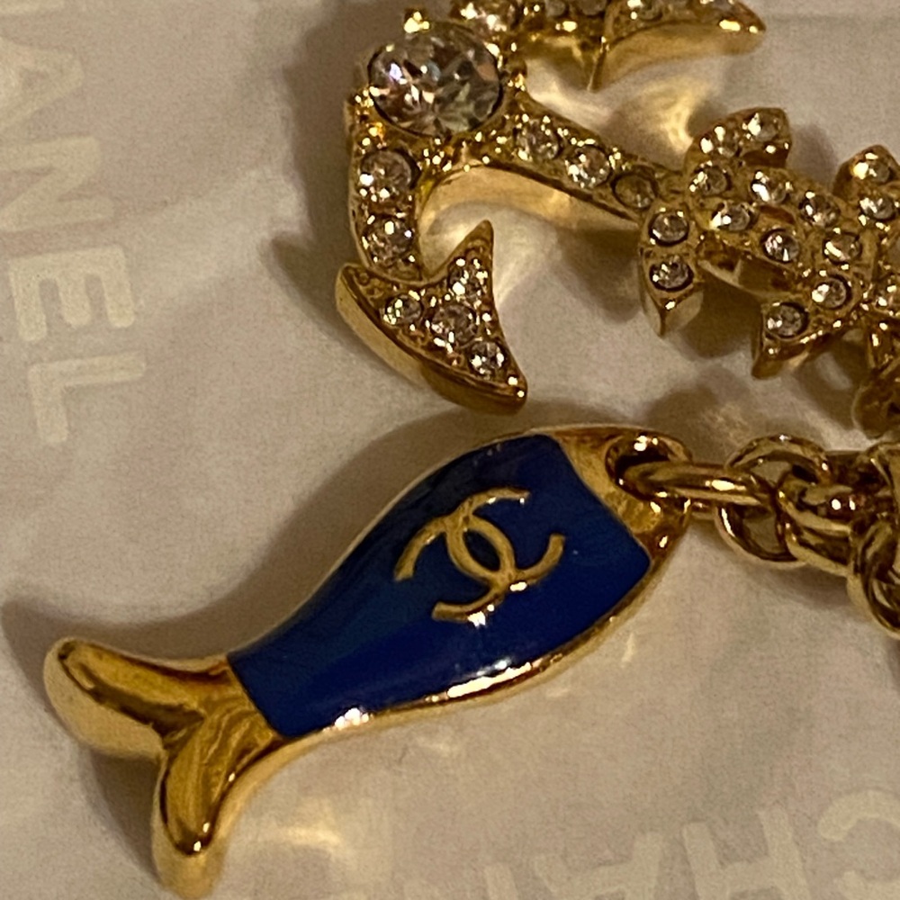 New authentic Chanel Gold and Blue Charm Bracelet - Picture 6 of 15